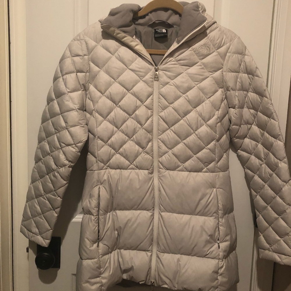The North Face- down parka, light tan, size medium